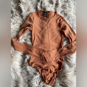 Rust sparkle long sleeve forever 21 bodysuit